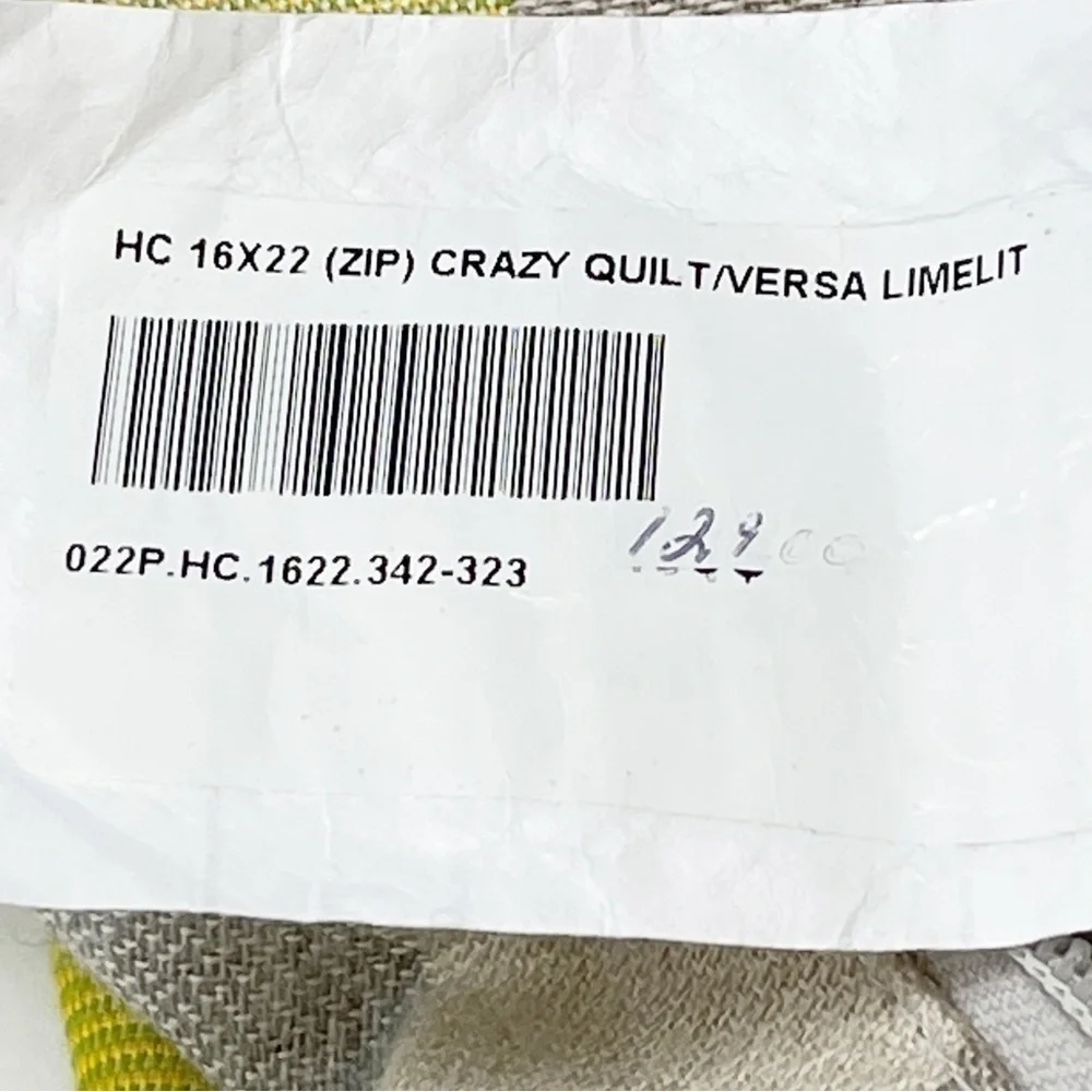 Canadian Made Zip Crazy Quilt Versa Limelit Lumbar Pillow Cover 16” X 22”